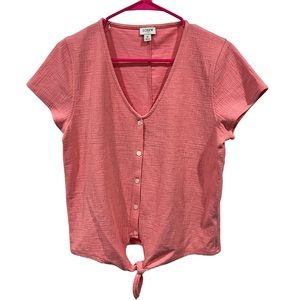 J. Crew Pink Short Sleeve Shirt with Bottom Wrap